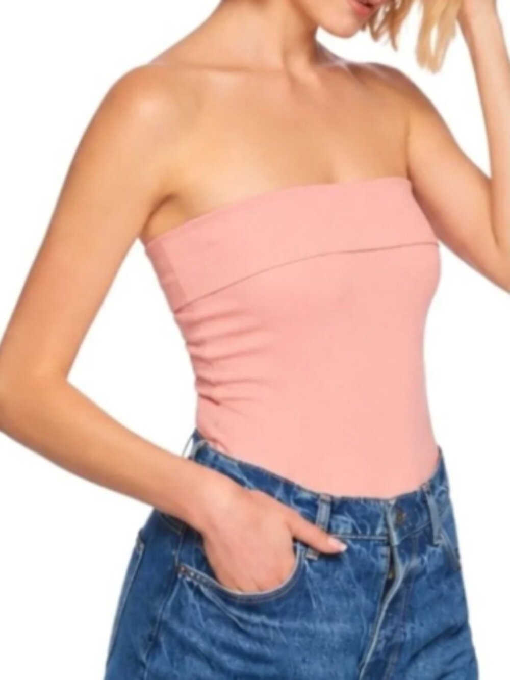 Susana Monaco Hamptons Foldover Tube Top in Rose Pink